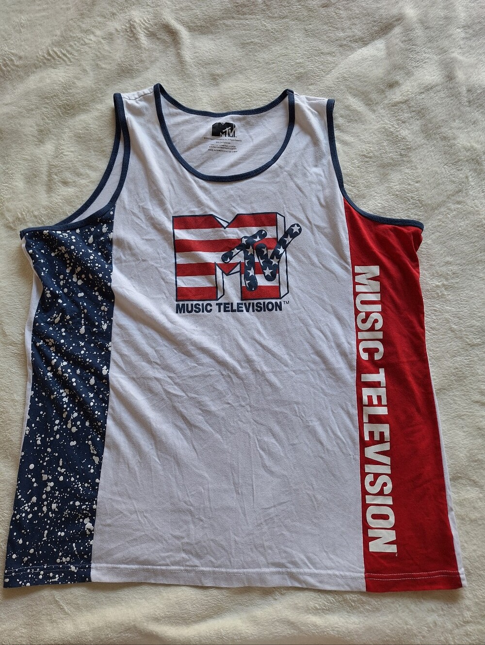 Official MTV Music Television Americana USA Flag Tank Top Men's Size 2XL